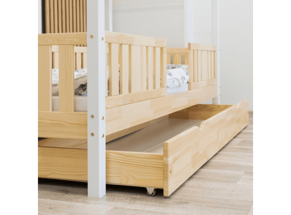 Detská domčeková posteľ z masívu borovice NIKO S 20 - 190x90 cm