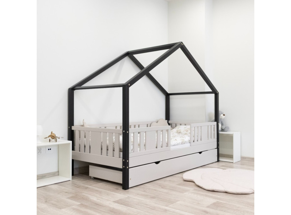 Detská domčeková posteľ z masívu borovice NIKO S 20 - 190x90 cm