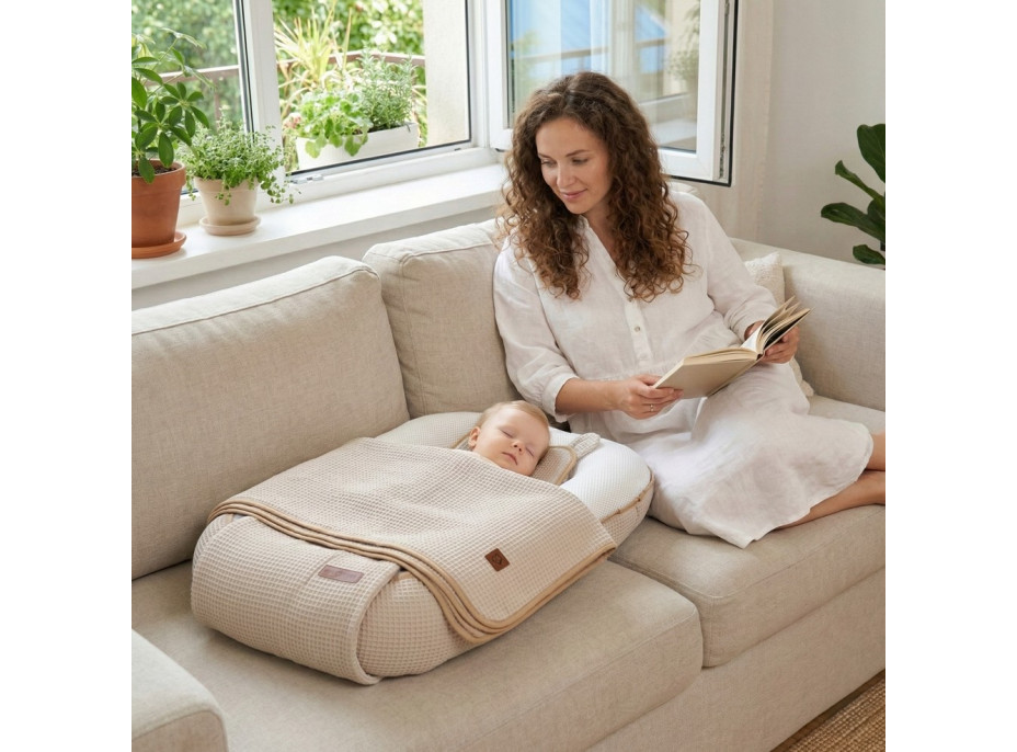 Hniezdočko (kokon) pre bábätko - BABYMAM AIR 3D SAFE SLEEP SET - béžové