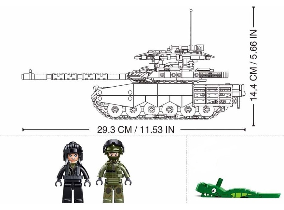 Sluban Model Bricks M38-B1377 Tank T-90M-S v mierke 1:35