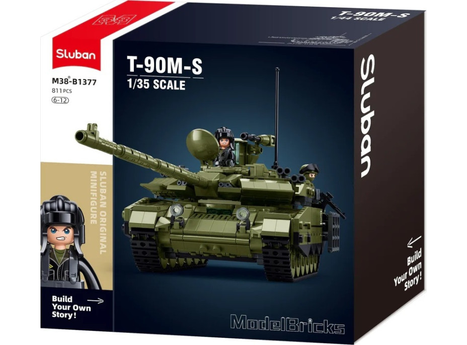 Sluban Model Bricks M38-B1377 Tank T-90M-S v mierke 1:35