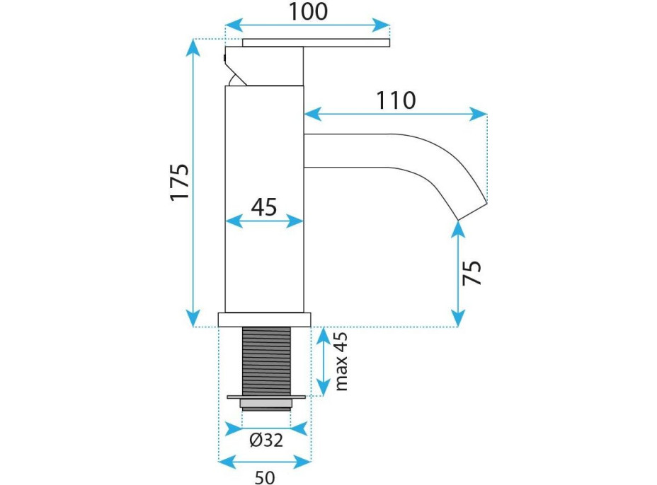 Umývadlová batéria REA ONTARIO - gun grey - nízka