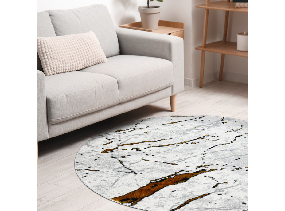 Kusový koberec Allure 1963 white/gold kruh