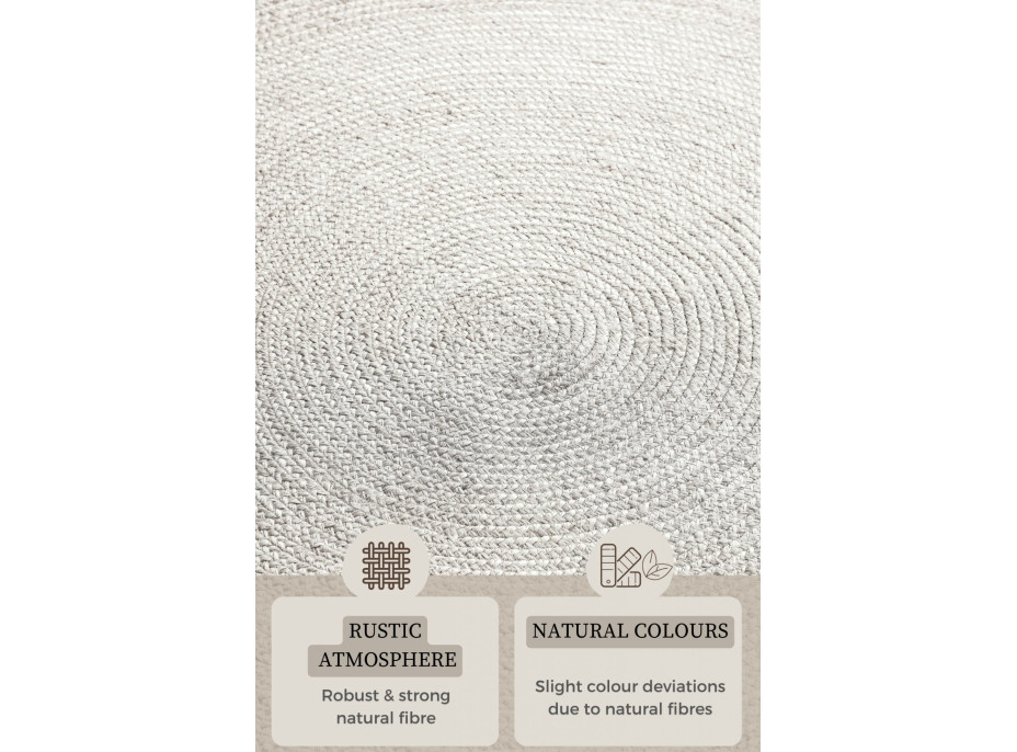 Kusový koberec Jute Braided 106321 White kruh