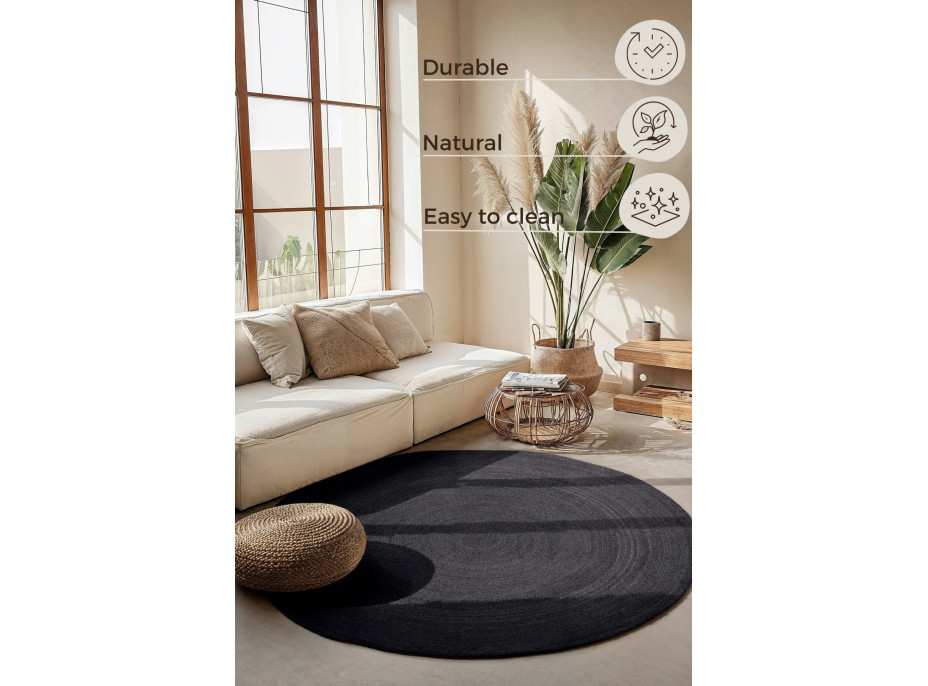 Kusový koberec Jute Braided 106322 Black kruh