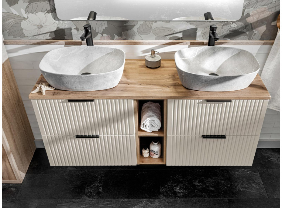 Kúpeľňová závesná skrinka s doskou ADÉLA 60 cm - kašmírová