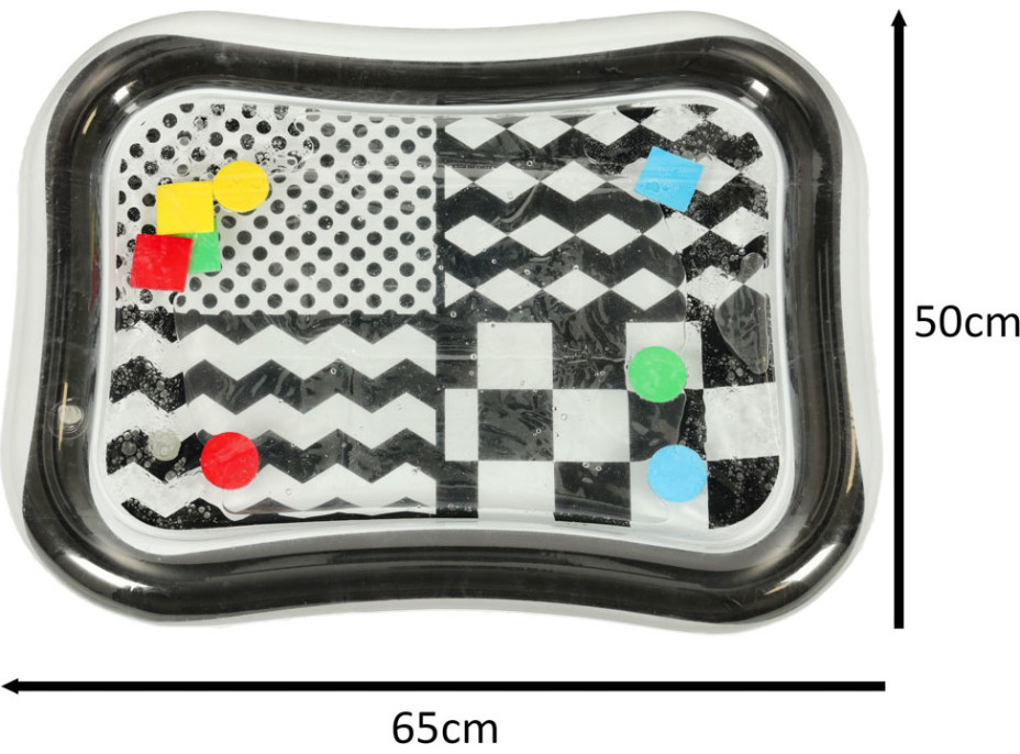 Nafukovacia vodná podložka s kontrastnými čiernobielymi vzormi - 65 cm x 50 cm