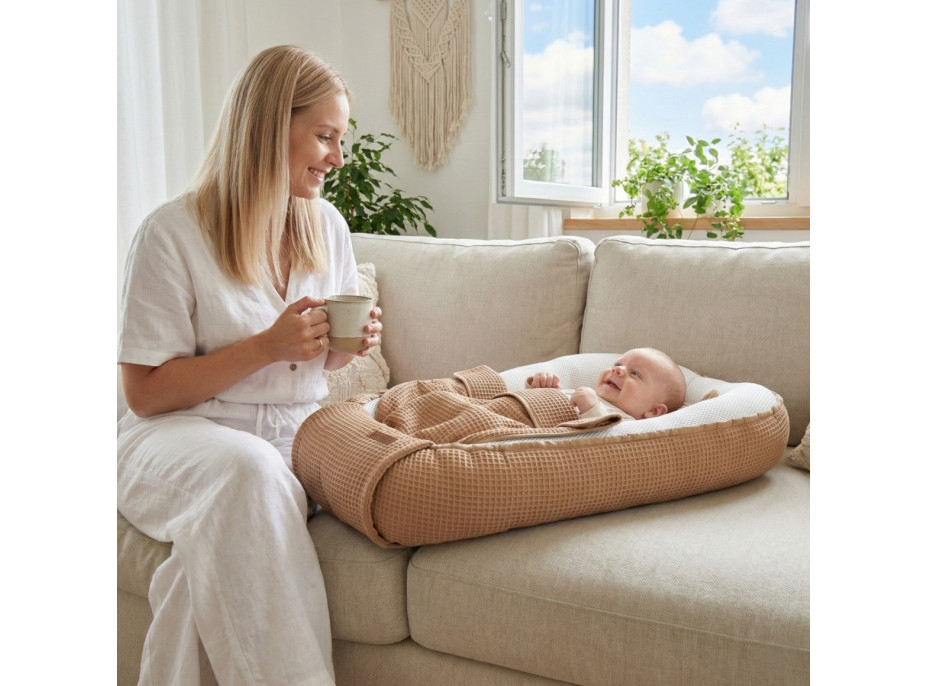 Hniezdočko (kokon) pre bábätko - BABYMAM AIR 3D SAFE SLEEP SET - cappuccino