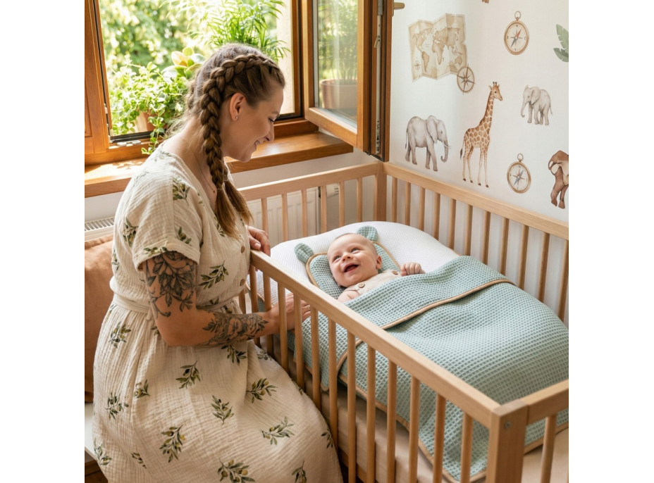 Hniezdočko (kokon) pre bábätko - BABYMAM AIR 3D SAFE SLEEP SET - šalviové