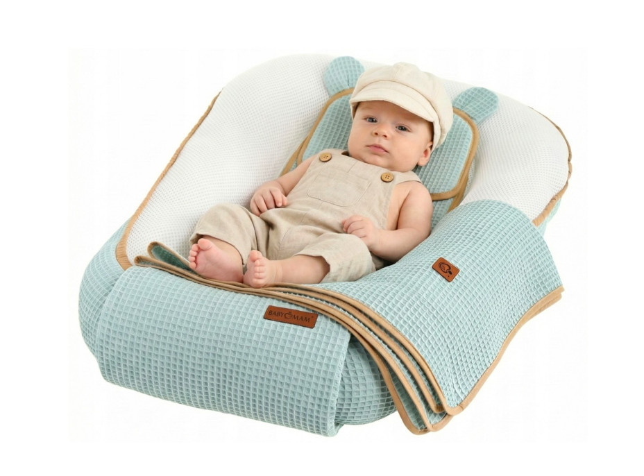 Hniezdočko (kokon) pre bábätko - BABYMAM AIR 3D SAFE SLEEP SET - šalviové