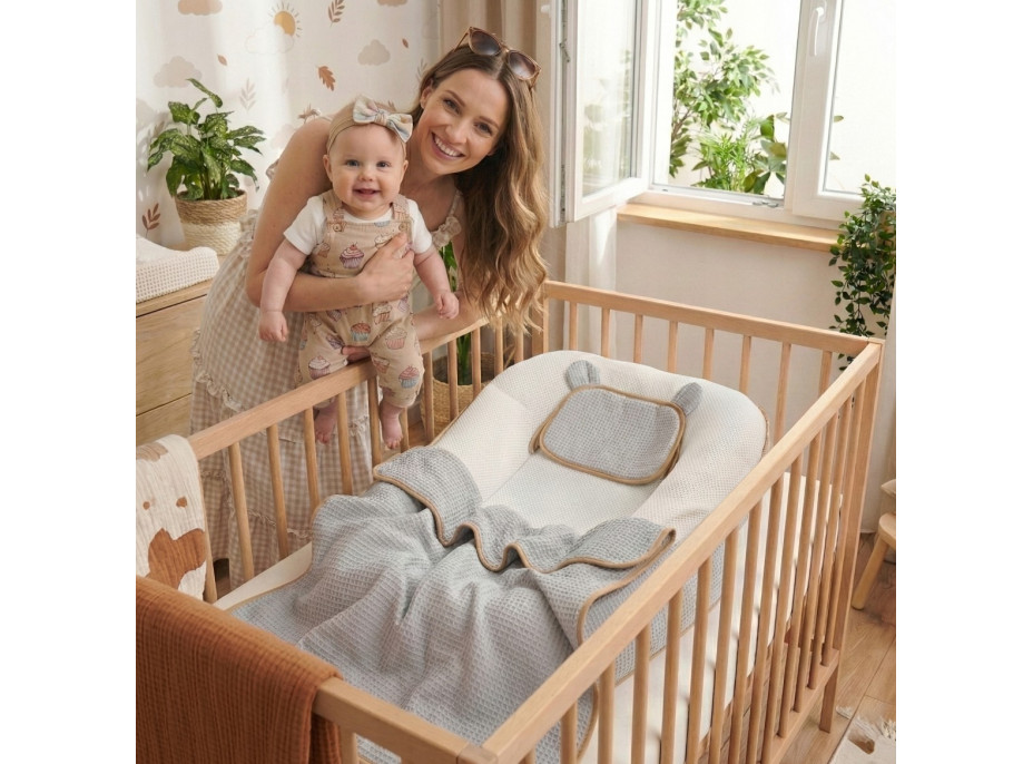 Hniezdočko (kokon) pre bábätko - BABYMAM AIR 3D SAFE SLEEP SET - šedé