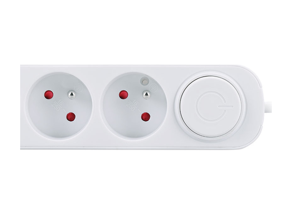 Solight predlžovací prívod 3 zásuvky, USB A + C 20W PD, 2m, 3 x 1mm2, biely, vypínač