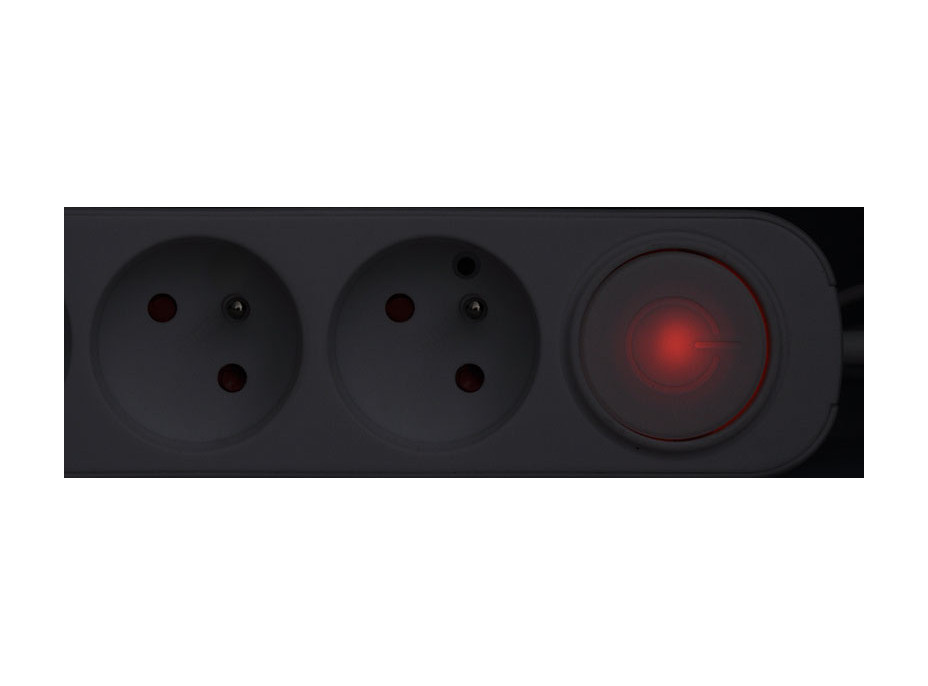 Solight predlžovací prívod 5 zásuviek, USB A + C 20W PD, 3m, 3 x 1mm2, biely, vypínač