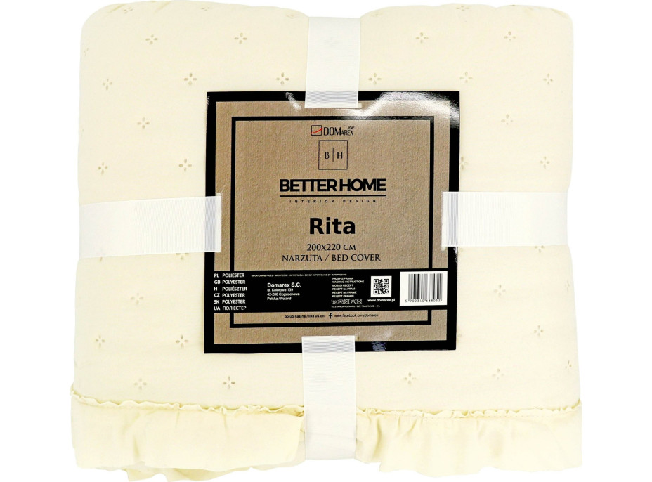 Prikrývka na posteľ RITA 200x220 cm - krémová
