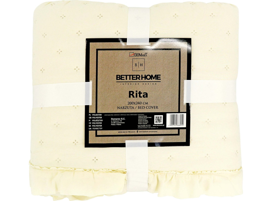 Prikrývka na posteľ RITA 200x240 cm - krémová