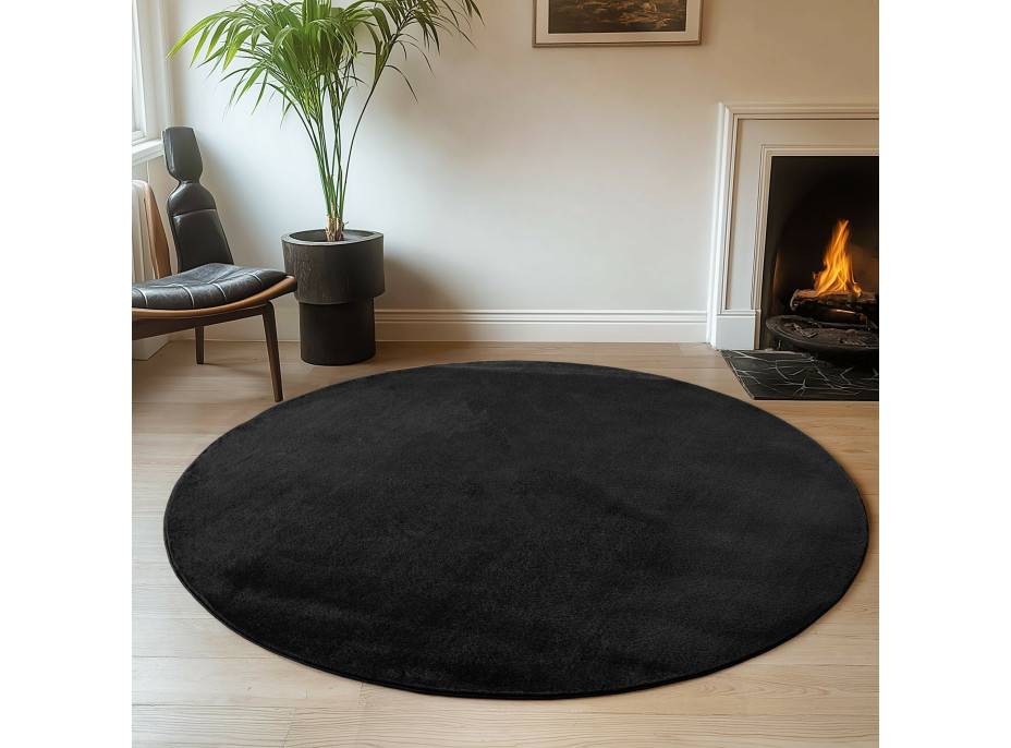 Kusový koberec Joy 1400 black kruh