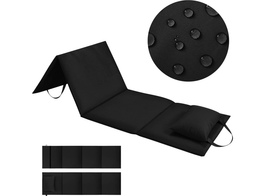 Skladacia podložka SURVIVAL s vankúšom - 180x50 cm - čierna