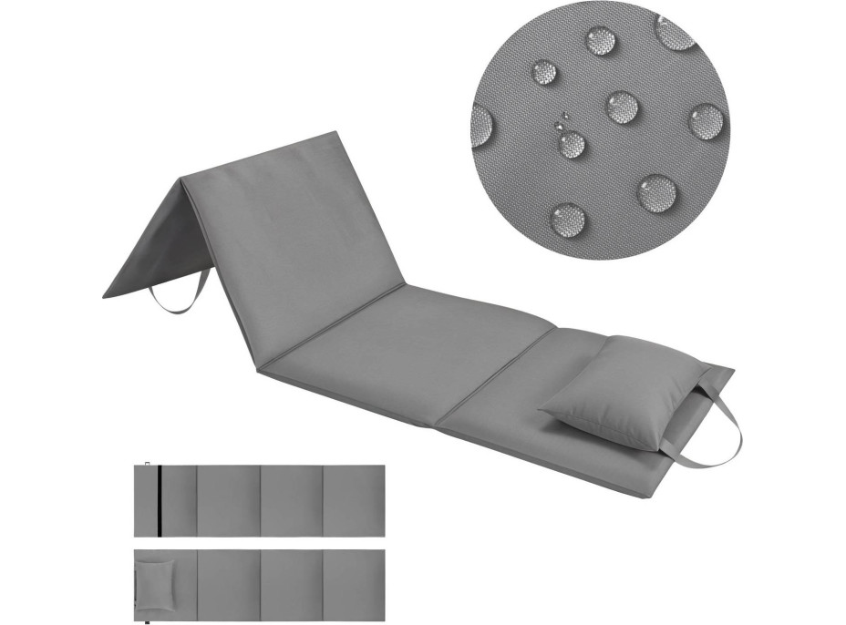 Skladacia podložka SURVIVAL s vankúšom - 180x50 cm - šedá