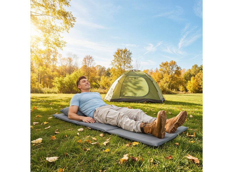 Skladacia podložka SURVIVAL s vankúšom - 180x50 cm - šedá