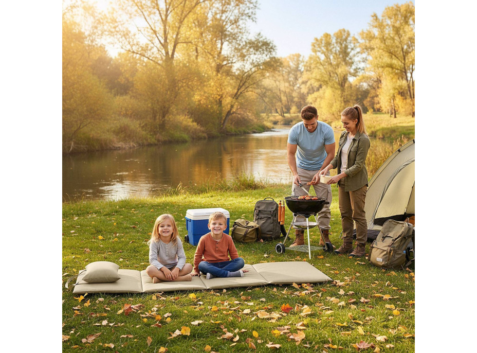 Skladacia podložka SURVIVAL s vankúšom - 180x50 cm - béžová