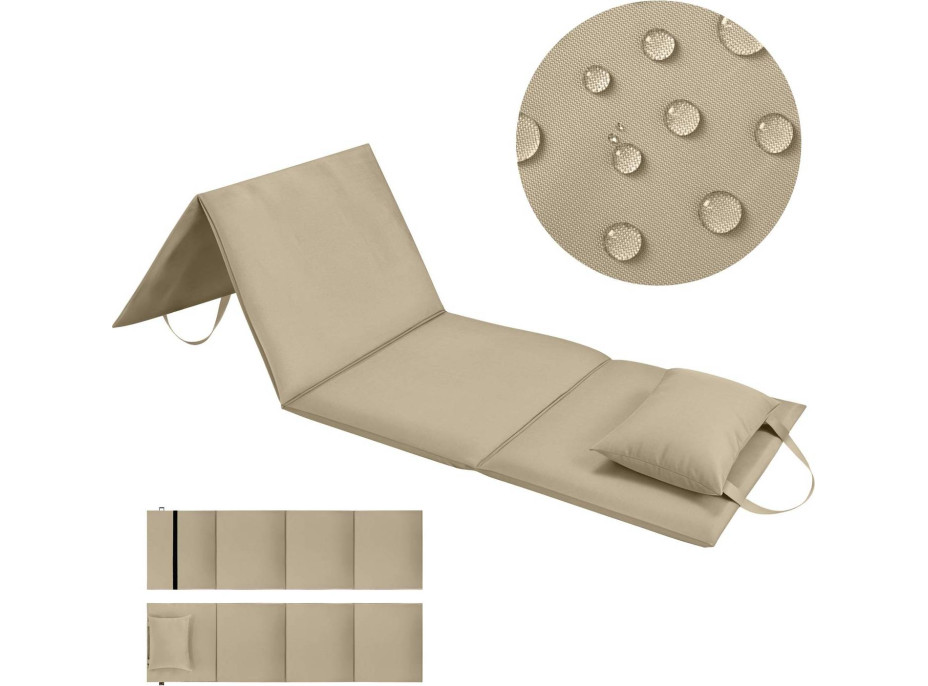 Skladacia podložka SURVIVAL s vankúšom - 180x50 cm - béžová