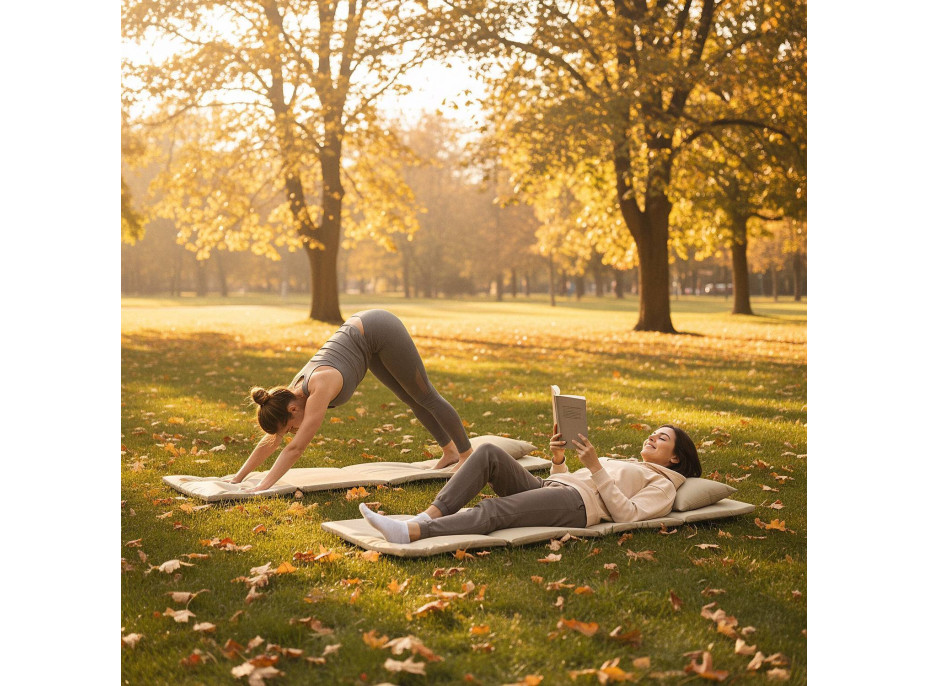 Skladacia podložka SURVIVAL s vankúšom - 180x50 cm - béžová