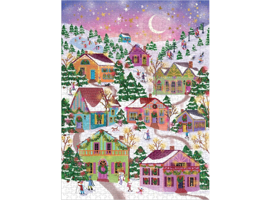 GALISON Metalické puzzle Zasnežená dedinka 1000 dielikov