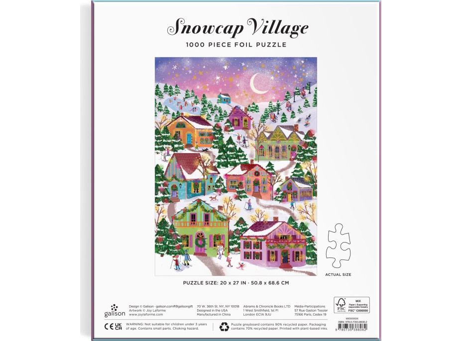 GALISON Metalické puzzle Zasnežená dedinka 1000 dielikov