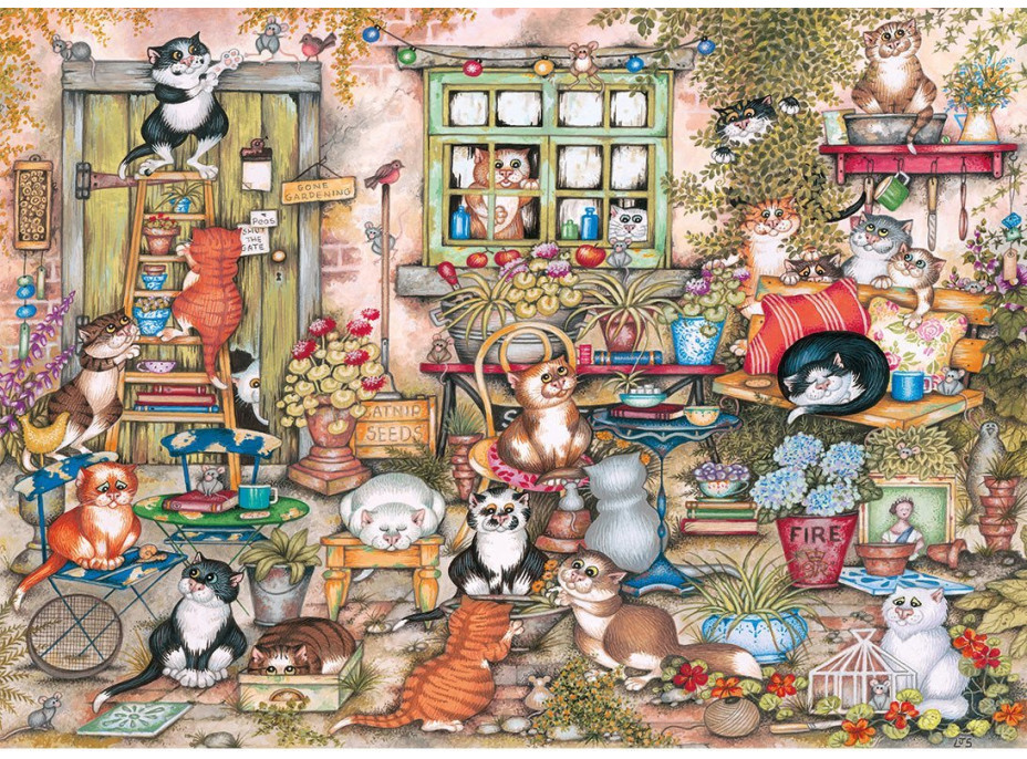 GIBSONS Puzzle Mačky na dvore 1000 dielikov