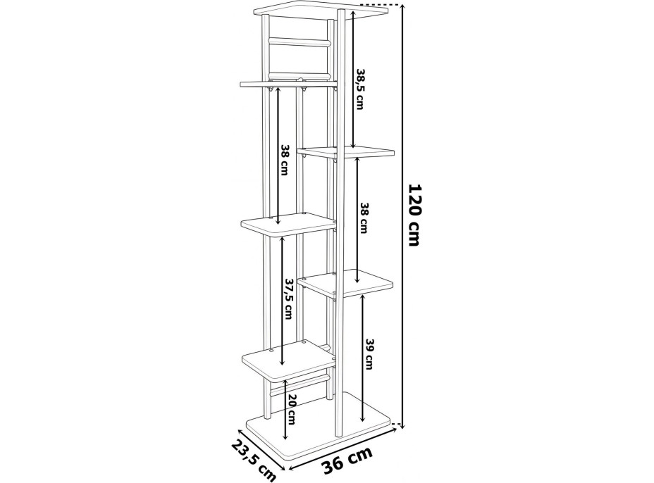 Stojan na kvety BASTIAN RUSTIC - grafitový/starený dub