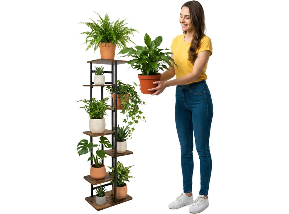 Stojan na kvety BASTIAN RUSTIC - grafitový/starený dub