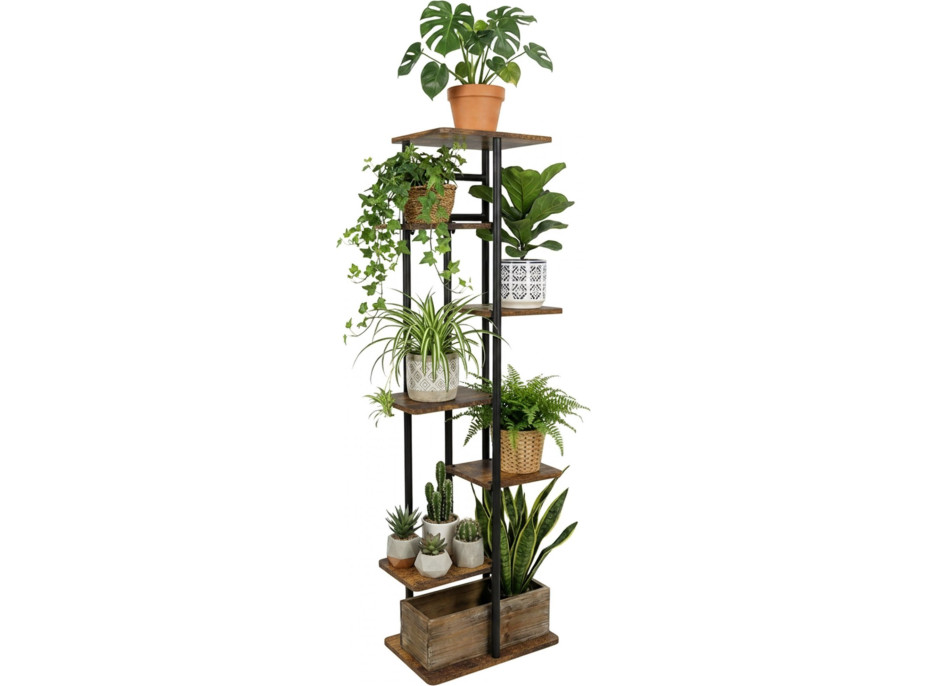 Stojan na kvety BASTIAN RUSTIC - grafitový/starený dub