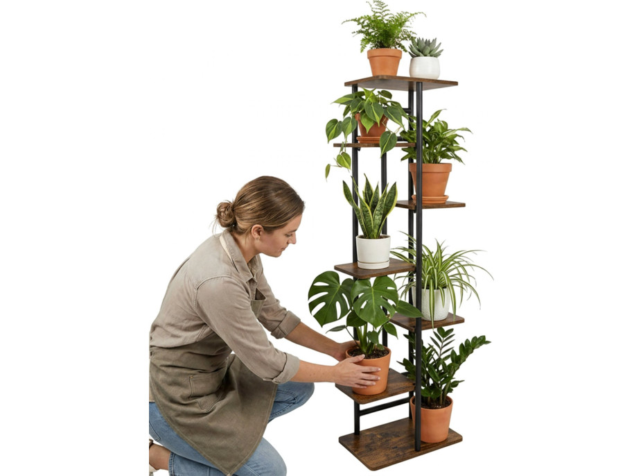 Stojan na kvety BASTIAN RUSTIC - grafitový/starený dub