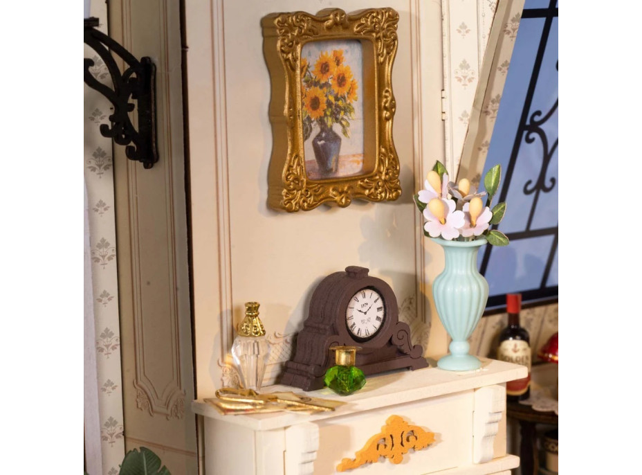 RoboTime 3D drevená skladačka Miniatúra domčeku Katarínin obývacia izba