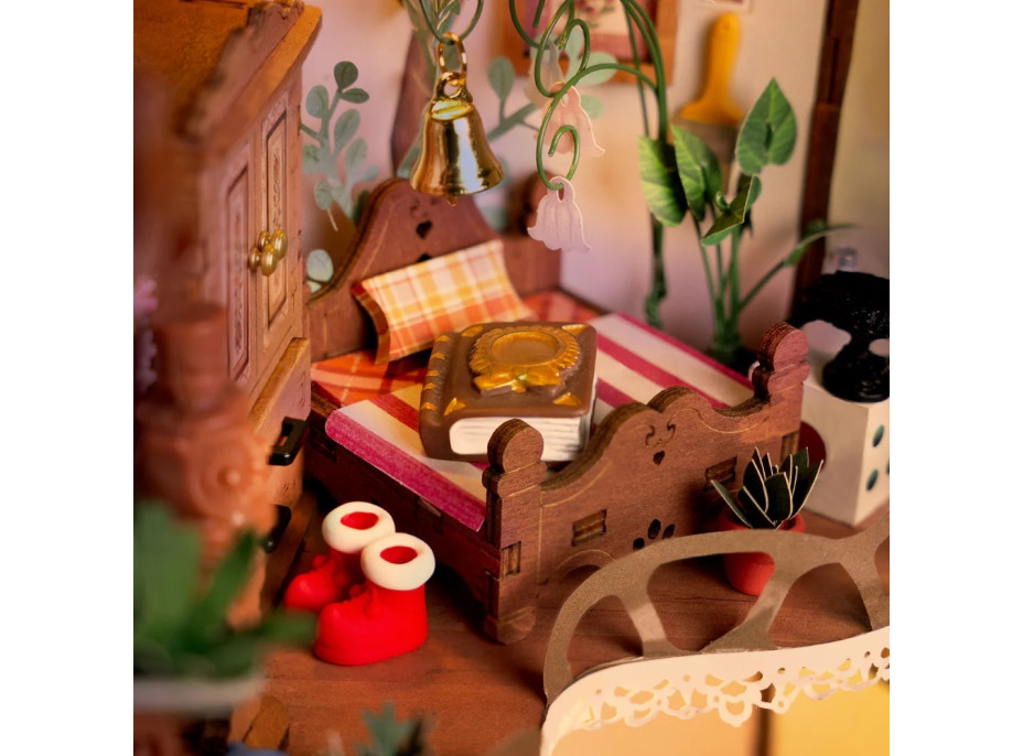 RoboTime 3D drevená skladačka Miniatúra domčeka Lesná chalúpka z pňa