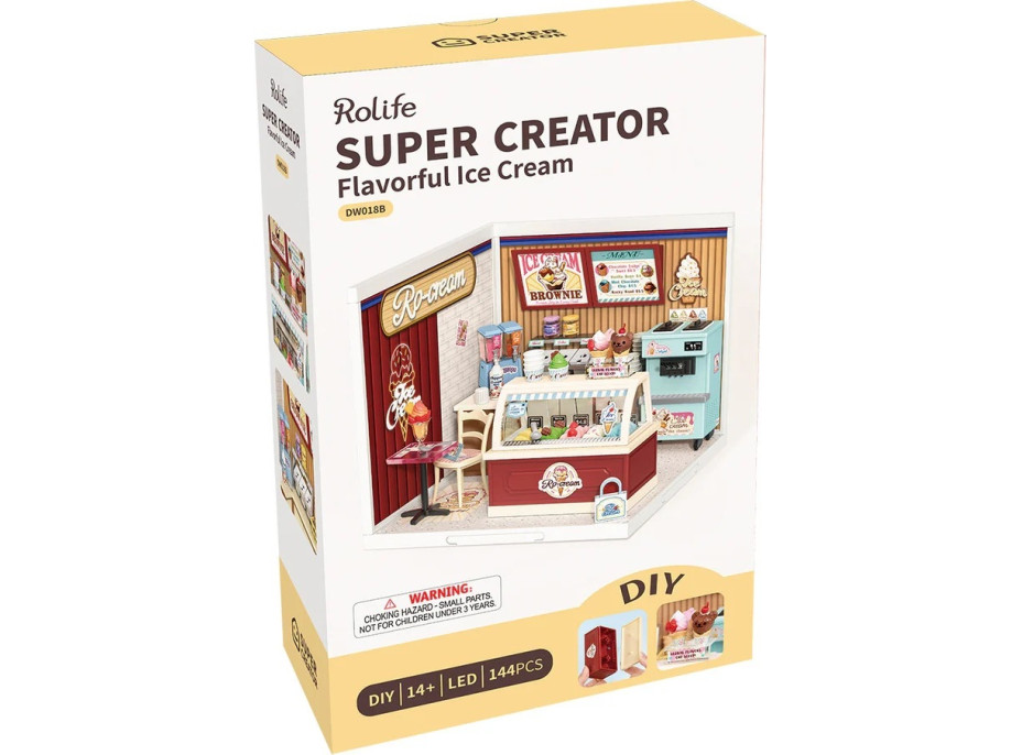 RoboTime 3D drevená skladačka Miniatúra domčeka Predajňa zmrzliny