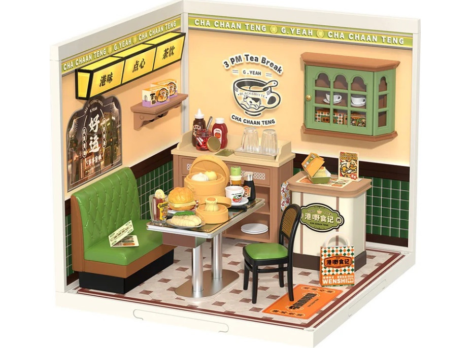 RoboTime 3D drevená skladačka Miniatúra domčeku Hongkonská kaviareň