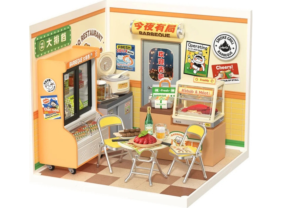 RoboTime 3D drevená skladačka Miniatúra domčeka Rýchle občerstvenie