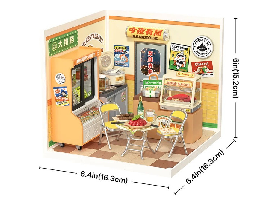 RoboTime 3D drevená skladačka Miniatúra domčeka Rýchle občerstvenie