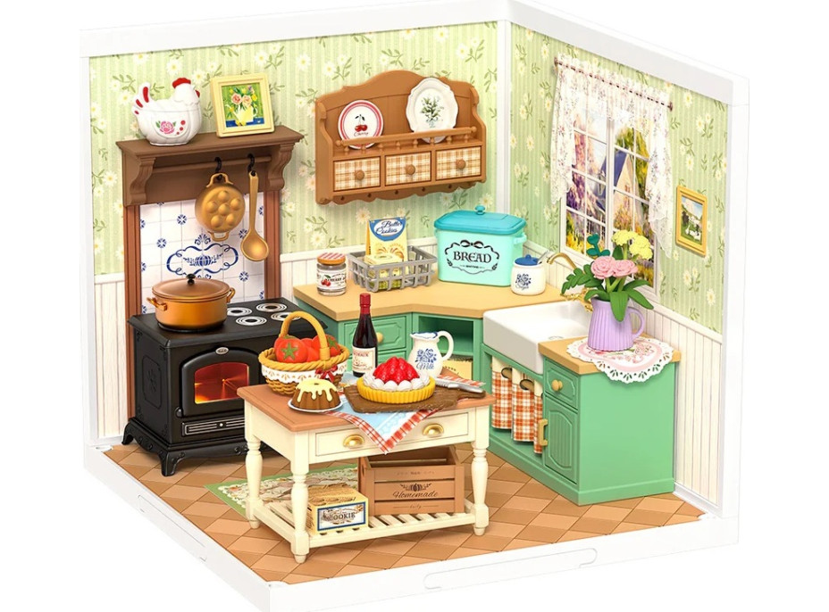 RoboTime 3D drevená skladačka Miniatúra domčeka Farmárska kuchyňa