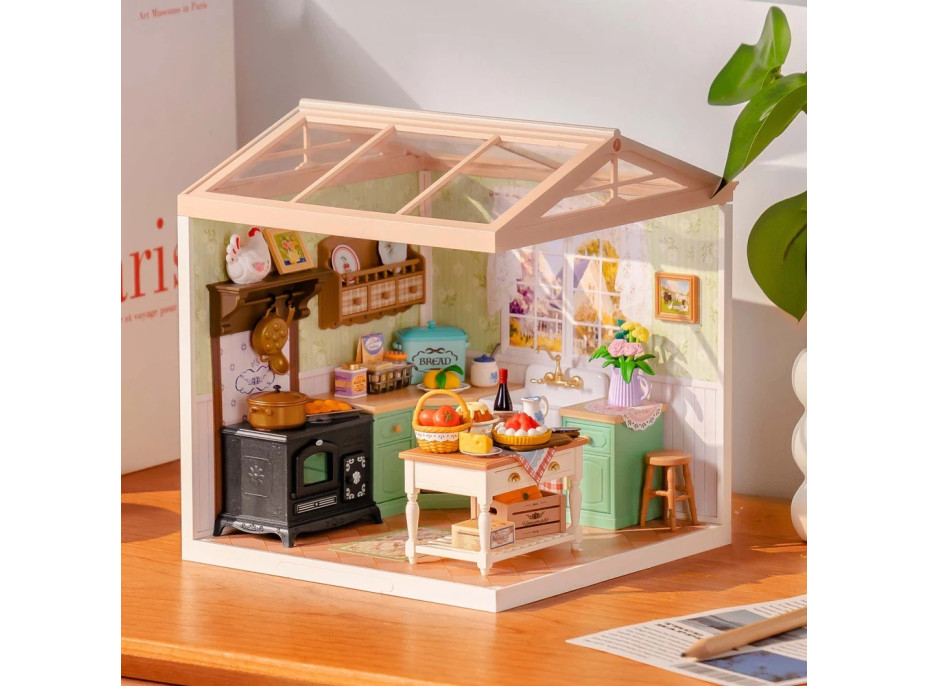 RoboTime 3D drevená skladačka Miniatúra domčeka Farmárska kuchyňa
