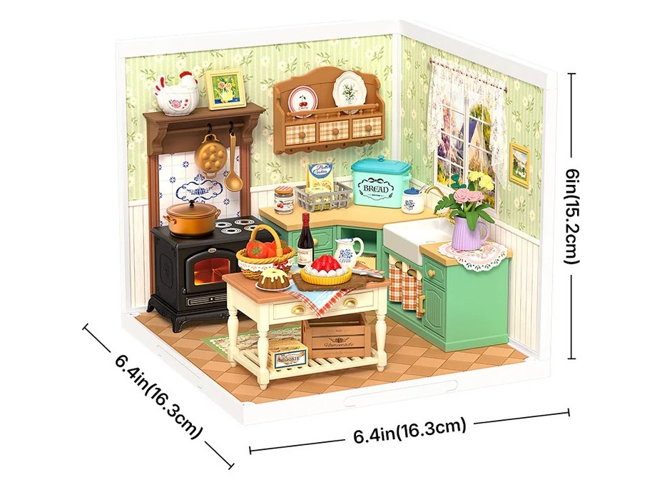 RoboTime 3D drevená skladačka Miniatúra domčeka Farmárska kuchyňa