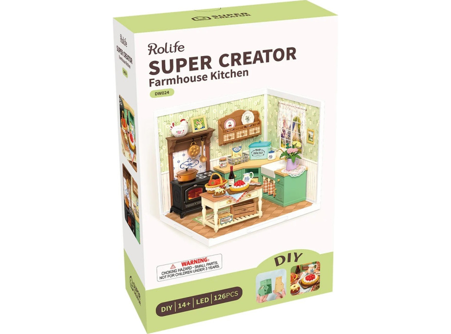 RoboTime 3D drevená skladačka Miniatúra domčeka Farmárska kuchyňa