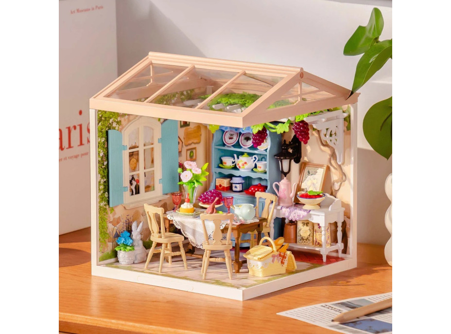 RoboTime 3D drevená skladačka Miniatúra domčeka Letná veranda