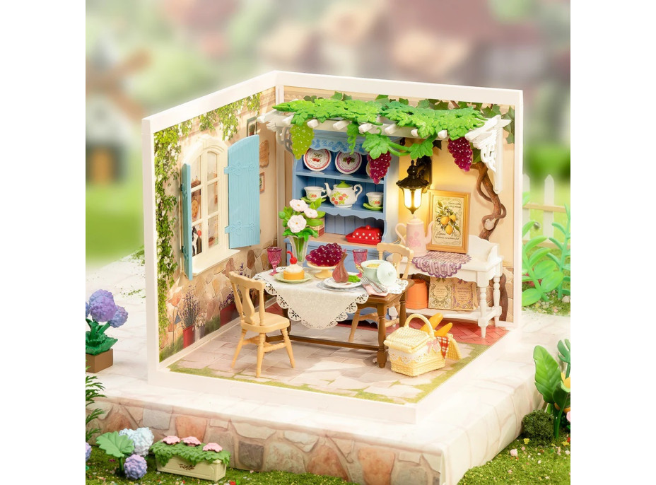 RoboTime 3D drevená skladačka Miniatúra domčeka Letná veranda