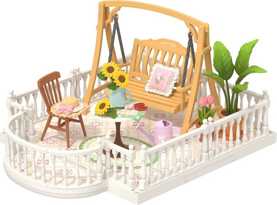RoboTime 3D drevená skladačka Rozšírenie pre miniatúry domčekov Terasa s hojdačkou