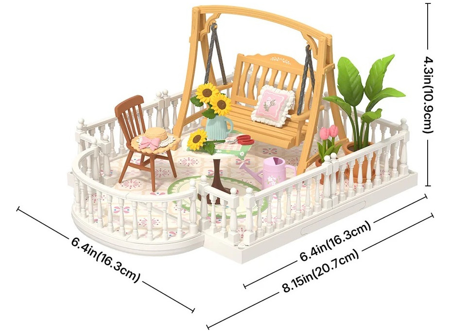 RoboTime 3D drevená skladačka Rozšírenie pre miniatúry domčekov Terasa s hojdačkou