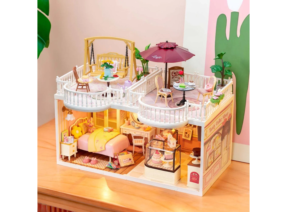 RoboTime 3D drevená skladačka Rozšírenie pre miniatúry domčekov Terasa s hojdačkou