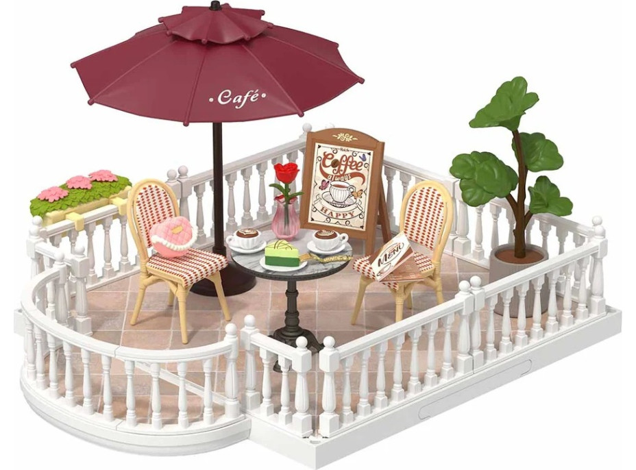 RoboTime 3D drevená skladačka Rozšírenie pre miniatúry domčekov Terasa so slnečníkom