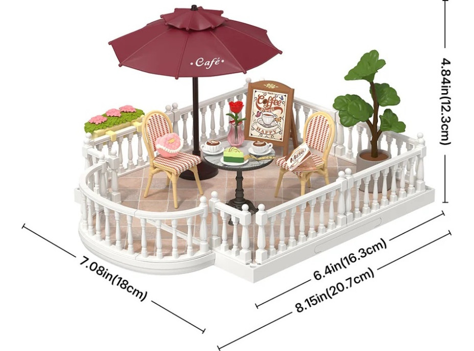 RoboTime 3D drevená skladačka Rozšírenie pre miniatúry domčekov Terasa so slnečníkom